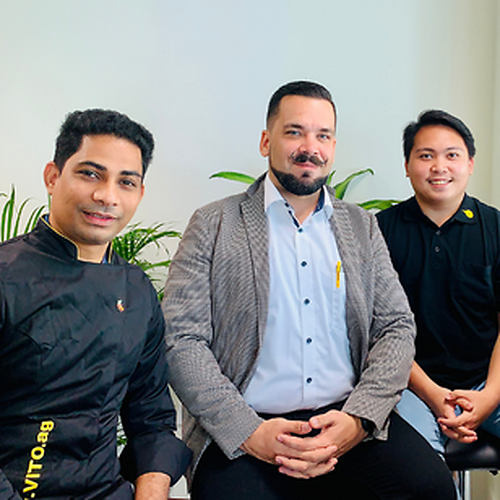 Riffaz Aman : Online Marketing Manager - VITO Middle East, Sascha Geib - COO - VITO Fryfilter, John Acojido - Vertrieb und Verwaltung - VITO Middle East
